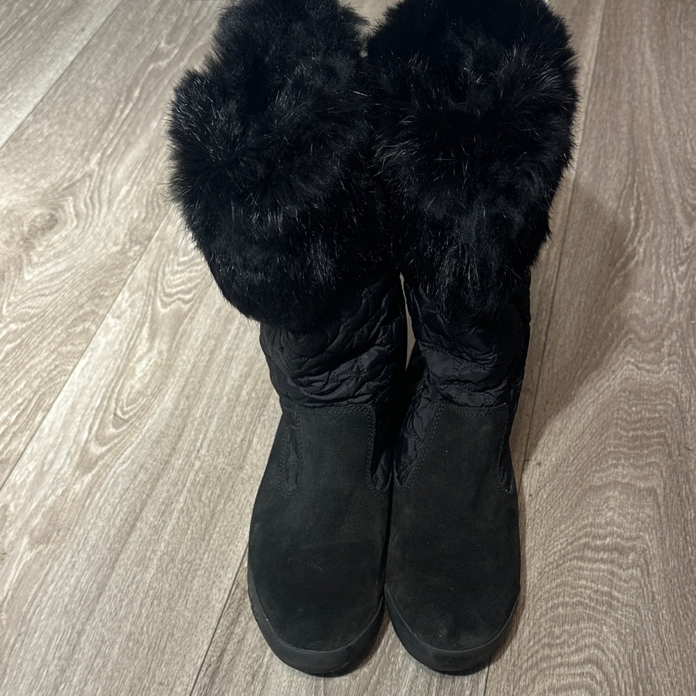 Coach Talen Black Fur-Trimmed Winter Boots